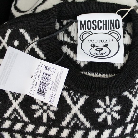 NWT Moschino Teddy Bear Sweater Dress | Cozy Knit Logo Winter Dress - Picture 4 of 16